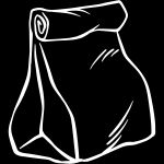 A drawing of a paper bag.